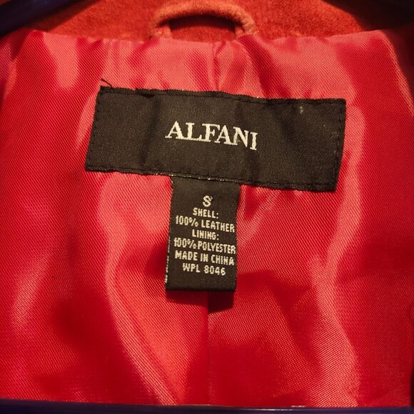 Alfani Women’s Small Red Suede Leather Moto Jacket Asymmetrical Zip Biker - Picture 5 of 10